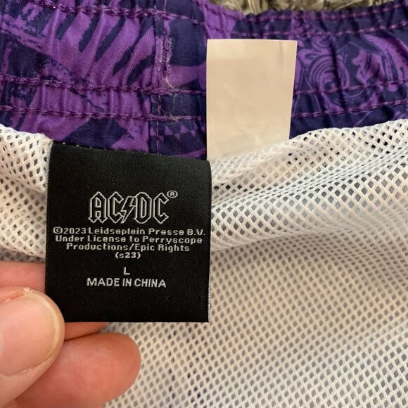 AC/DC Swim Trunks Mens LG Board Shorts Lined Mesh Drawstring Purple - Picture 4 of 6